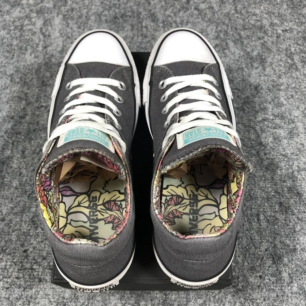 Converse Chuck Taylor Low Womens 8 Gray Canvas Floral Lining Sneakers 559351C